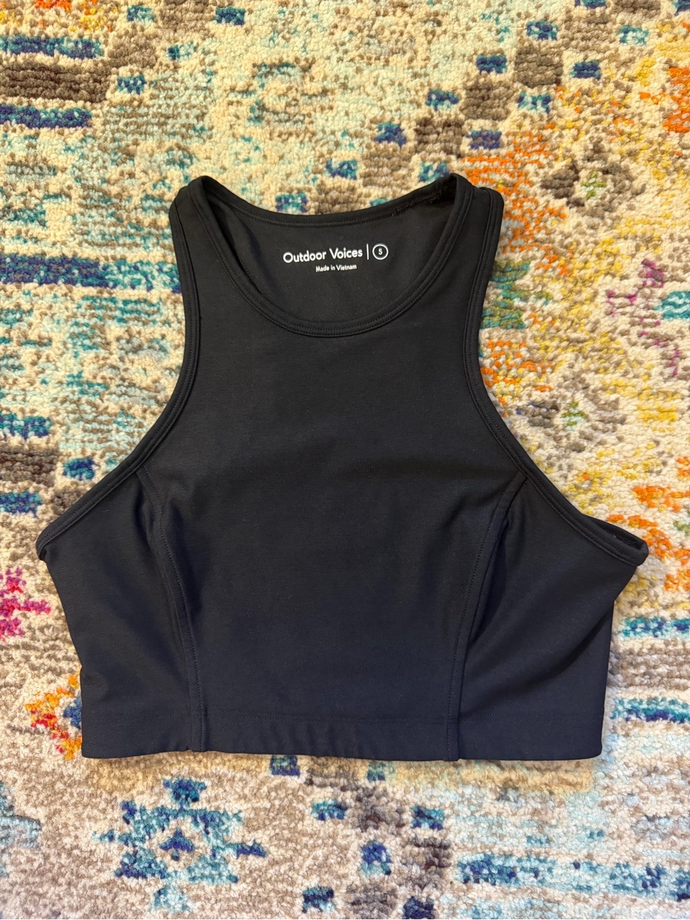 Outdoor Voices Black High-Neck Cropped Tank